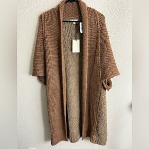 Elan Long Boho Cardigan Sweater One Size Oversized 3/4 Sleeve Copper Brown NWT